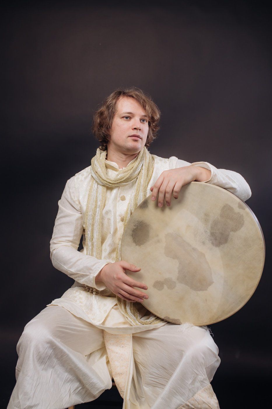 Erik Markovsky with a frame drum