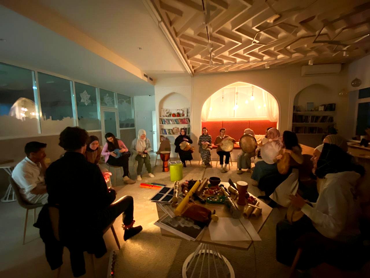 A frame drum rhythm circle
